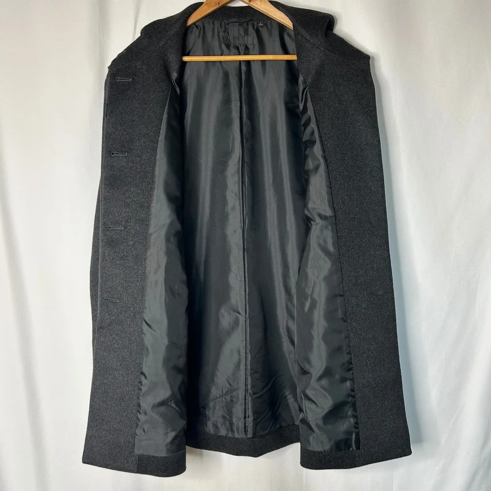 Uniqlo Coat S Wool Cashmere Blend Dark Gray‎ Stand Collar Overcoat Womans